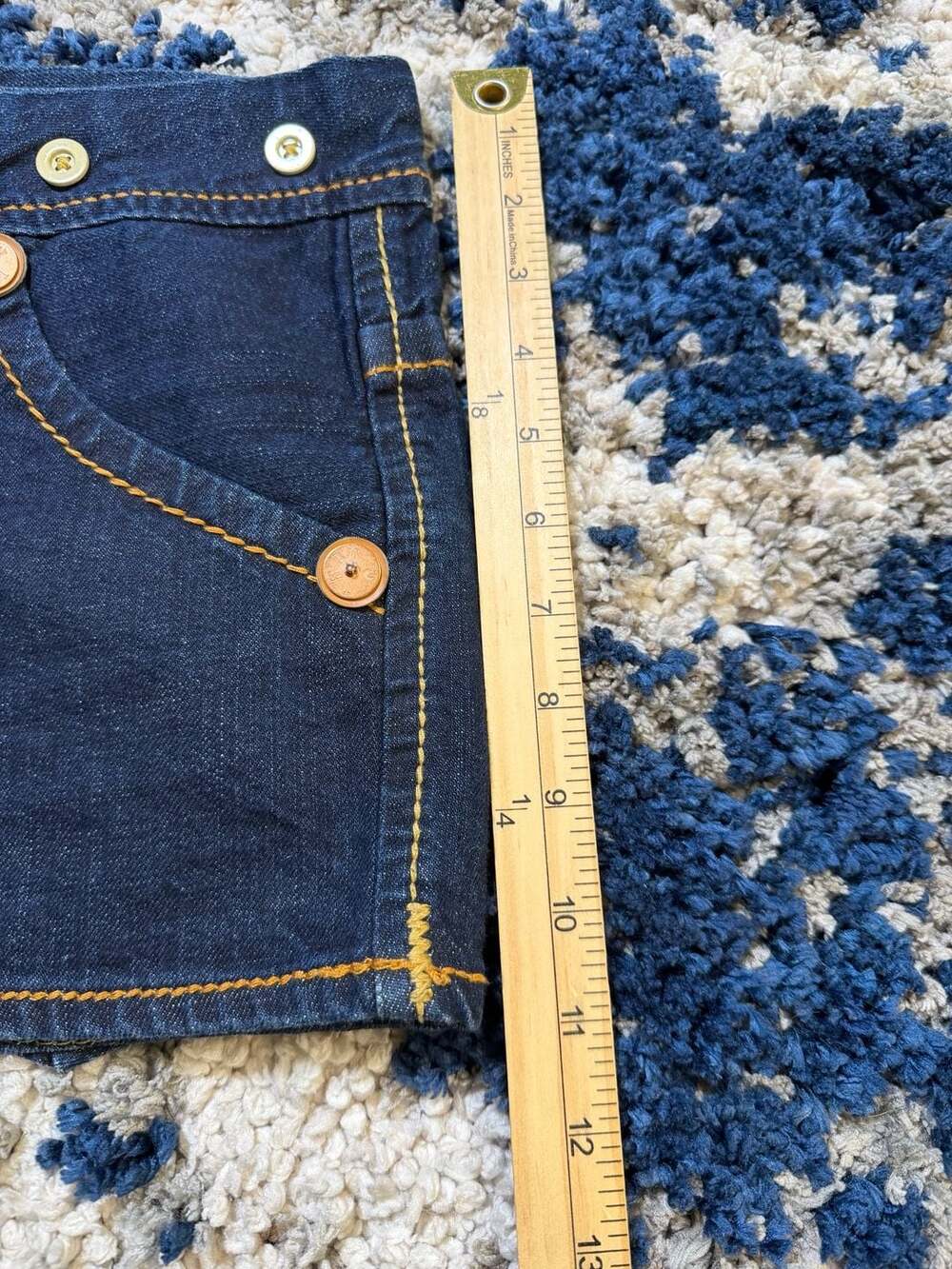 True Religion Joey Dark Wash Denim Mini Skirt Big T Stitch - Picture 5 of 5